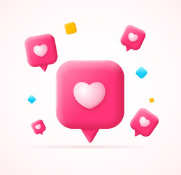 3d falling like notification with heart shape vector image