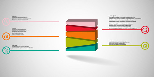 3d infographic template with embossed cube vector