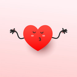 a cute red heart shape gives an air kiss vector