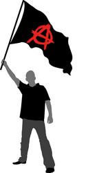 Man Holding Anarchy Flag vector image