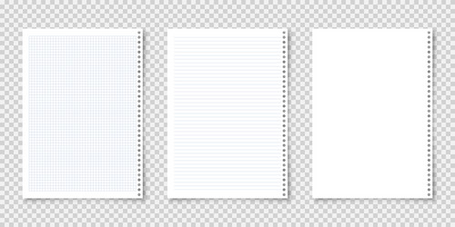 Realistic blank lined paper sheets in a4 format vector