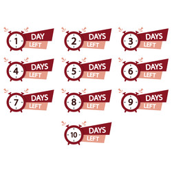 set of countdowns ten red timers bold text vector image