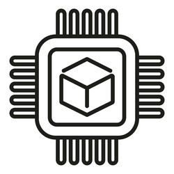 blockchain processor icon outline block vector