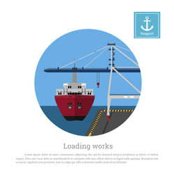 load cargo ship in the port unloading containers vector