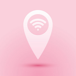 Paper cut pointer map with wifi internet signal vector