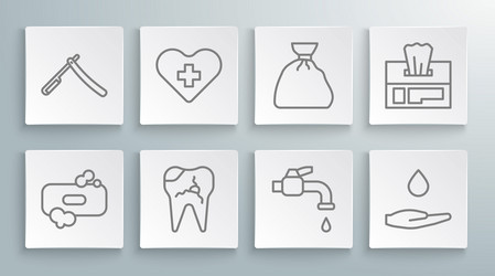 set line bar of soap heart with cross broken vector image