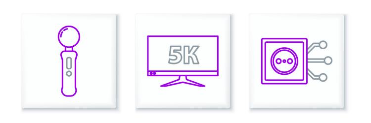 set line remote control gamepad and monitor vector image