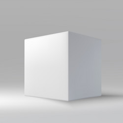 simple white cube on gradient gray background vector image