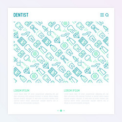 Dentist concept with thin line icons vector