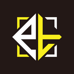 e t initials quadrangle monogram with square vector image