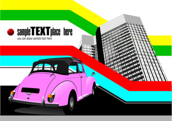 Abstract hi-tech background with old car image vector