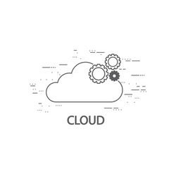 Cloud computing thin flat design vector