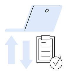 data synchronization with laptop and checklist vector image