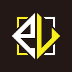 e u initials quadrangle monogram with square vector image