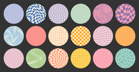groovy checkered pattern round colorful tiled vector image