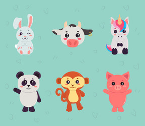 little animals kawaii vector