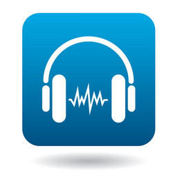 Sound in headphones icon flat style vector