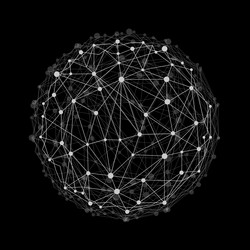 abstract wireframe mesh sphere with dot and lines vector image