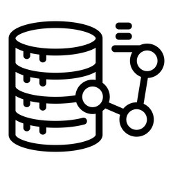 database connecting with sharing icon in solid vector image