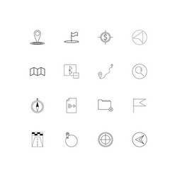 maps and navigation linear thin icons set vector image