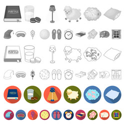 rest and sleep flat icons in set collection vector