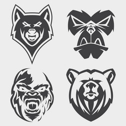 set animal head icon symbol for element Vector Image