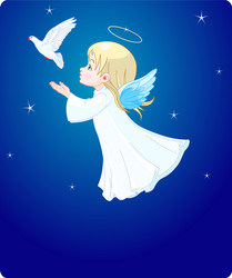 Adorable Angel with Dove Vector Image