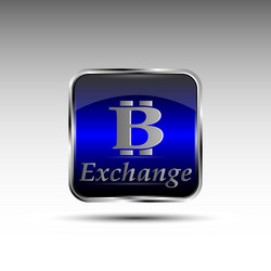 Button with bitcoin symbol vector