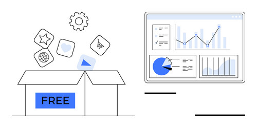 data visualization dashboard with free tools vector image