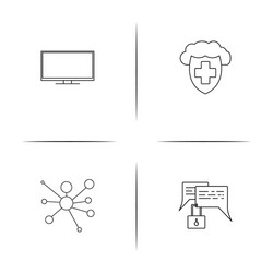 internet security simple linear icons set vector image