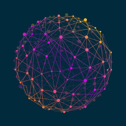 abstract wireframe mesh sphere with dot and lines vector image
