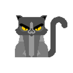 Grumpy cat pixel art 8 bit angry pet pixelate vector