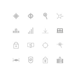 internet security linear thin icons set outlined vector image