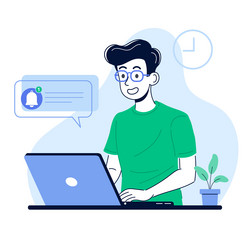 man using laptop surfing internet searching vector image