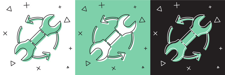 set wrench spanner and arrows as workflow icon vector image