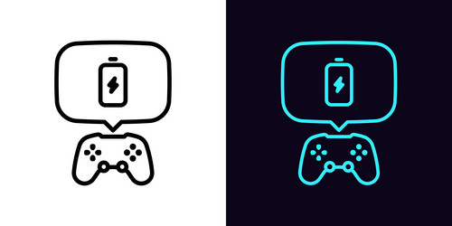 Outline game controller icon with editable stroke vector