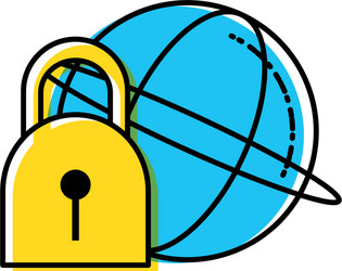 sphere browser with padlock secure vector