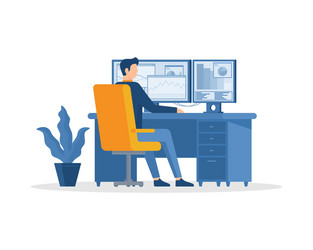 trader working concept vector