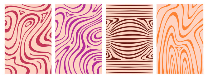 abstract psychedelic wavy patterns set vector image