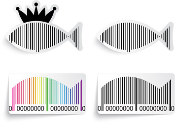 Barcode fish label set vector