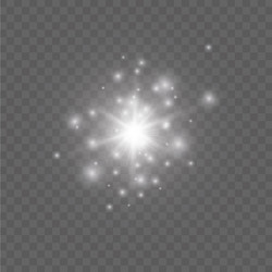 Glow light effect starburst with sparkles vector