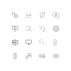 Internet security linear thin icons set outlined vector