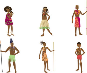 men and women papuan people in traditional vector