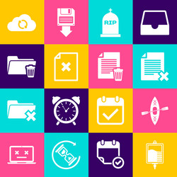 set iv bag kayak and paddle delete file document vector image