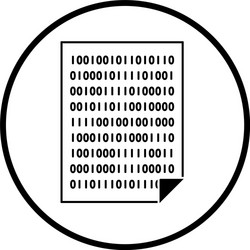 Sheet with binary code icon vector