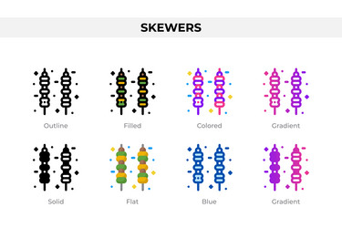 Skewers icons in different style vector