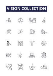 Vision collection line icons and signs vector