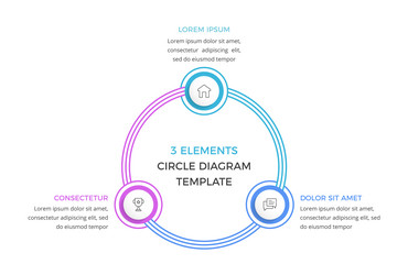 circle diagram template with 3 elements vector image