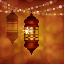 Illuminated arabic lamp lantern with string vector