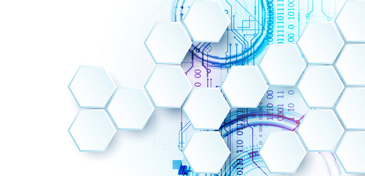 abstract circuit board and hexagons on gradient vector image